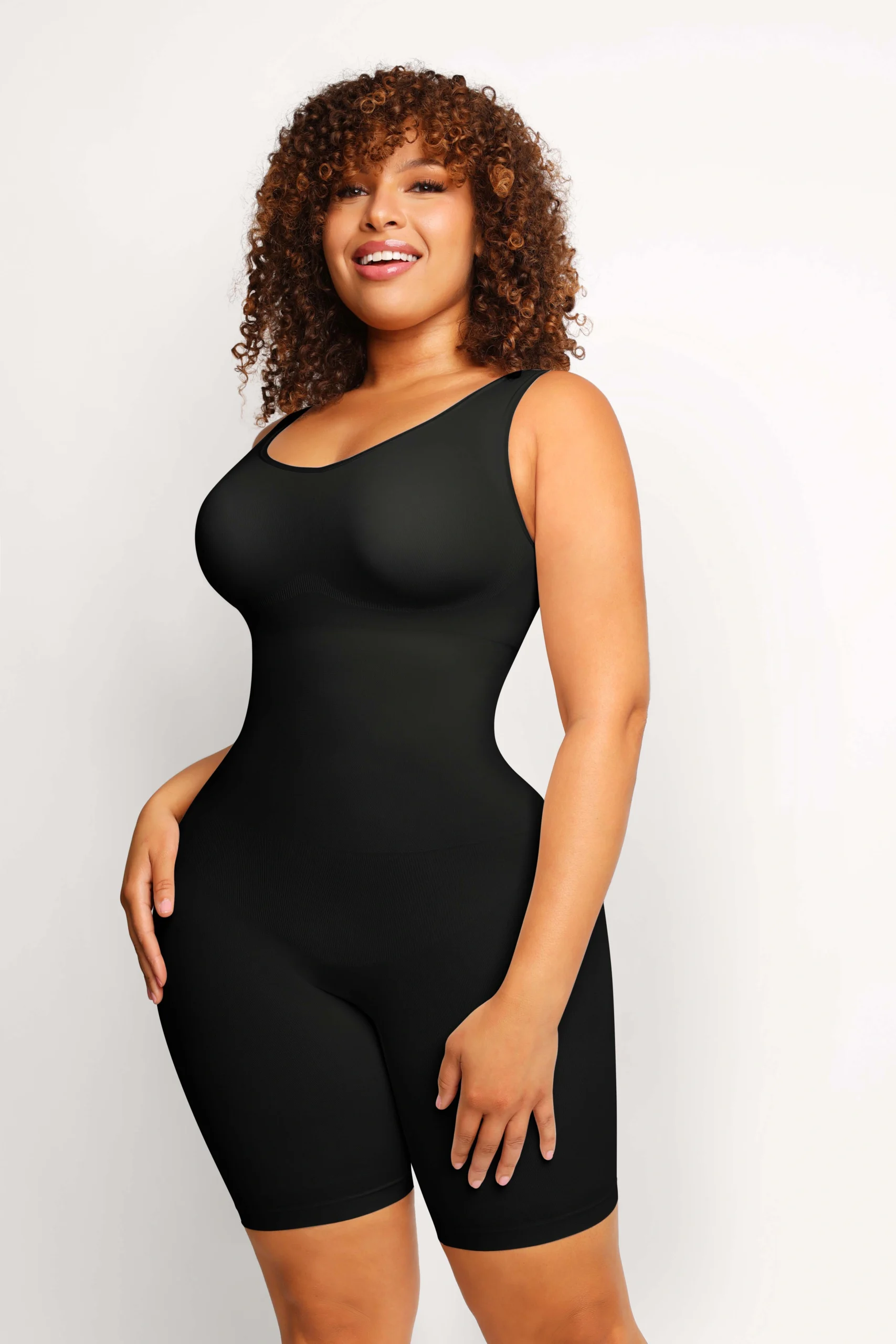 Woman wearing black CurvCraft seamless shapewear